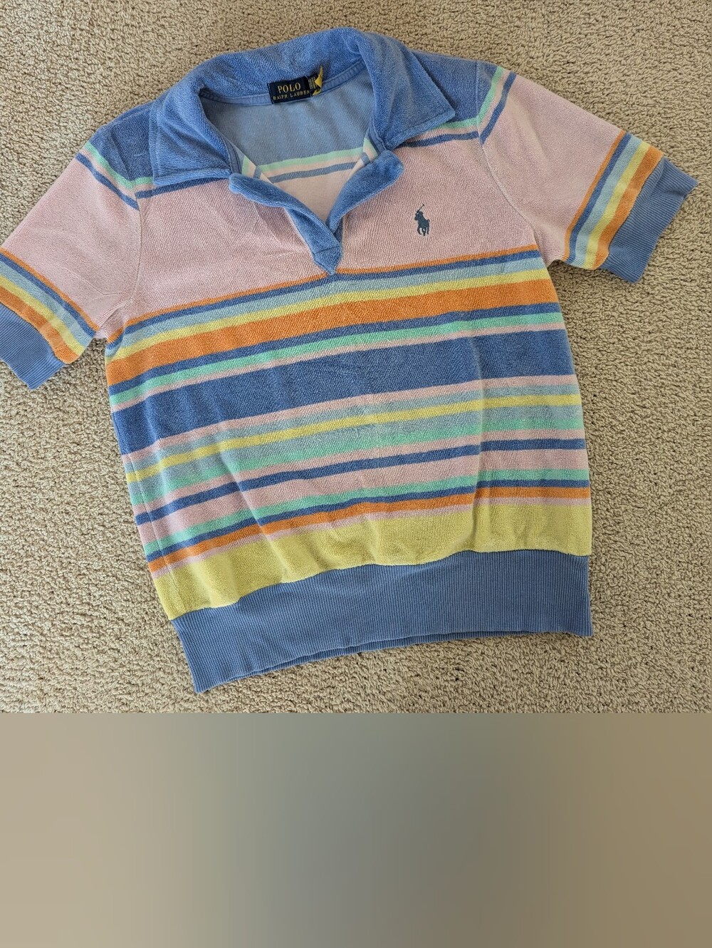 Polo Ralph Lauren Terry Cloth Pastel Stripe Polo Shirt